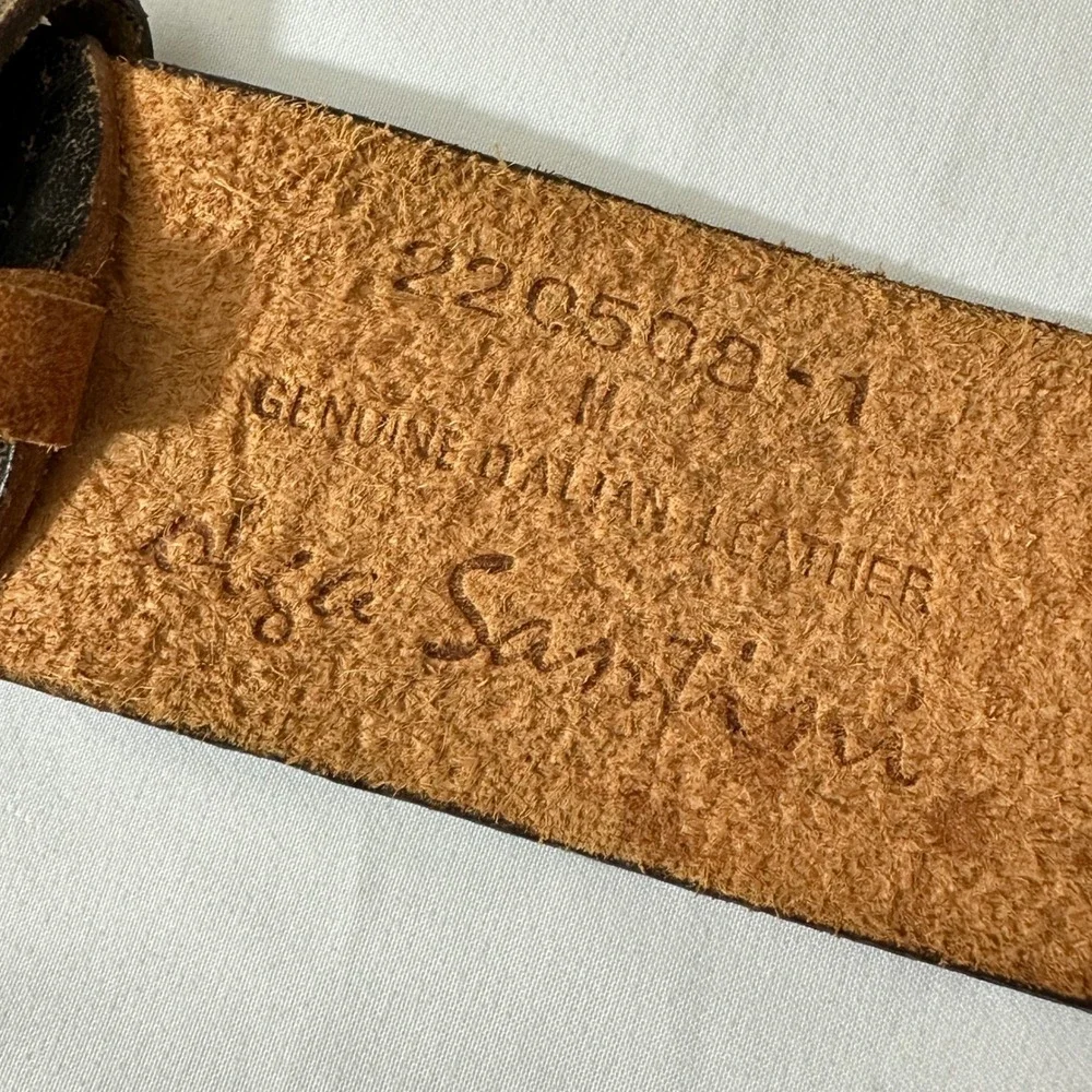 Vintage Boho Western Olga Santini Womens Belt M Brown Italian Leather Cowgirl